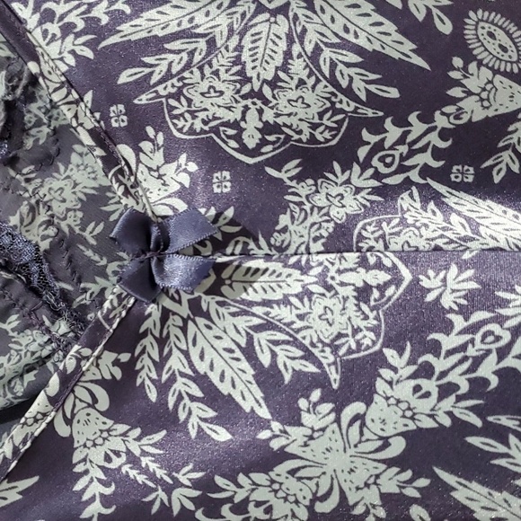 PURPLE FLORAL LACE TRIM  INTIMATES SLIP ON LINGERIE LOUNGEWEAR FEMININE - Picture 6 of 8